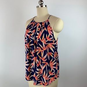 Alice Blue Halter Tank Tropical Print NWOT